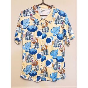 KC Royals Hawaiian Button Up Shirt Men's Medium Baseball Tropical Camp Shirt